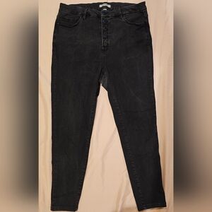 Black High-Waisted Button Fly Stretch Skinny Jeans